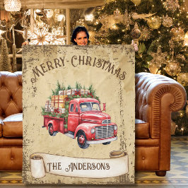 Cobertor De Velo Vintage Red Truck Feliz Natal