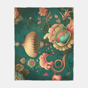 Cobertor De Velo Vintage retro design floral verde