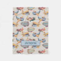 Vintage Retro Planes Aviation Patterno Baby Boy