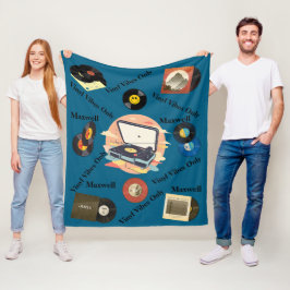 Cobertor De Velo vintage retro vinyl Fleece Blanket