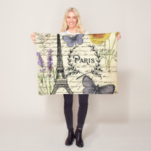 Cobertor De Velo vintage rustic borterfly paris eiffel torre
