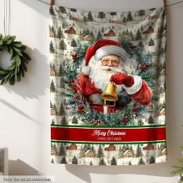 Cobertor De Velo Vintage Santa Claus Blanket com Nome Personalizado