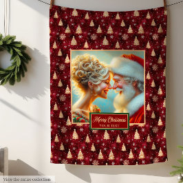 Cobertor De Velo Vintage Santa Claus Holiday Blanket Burgundy Doura