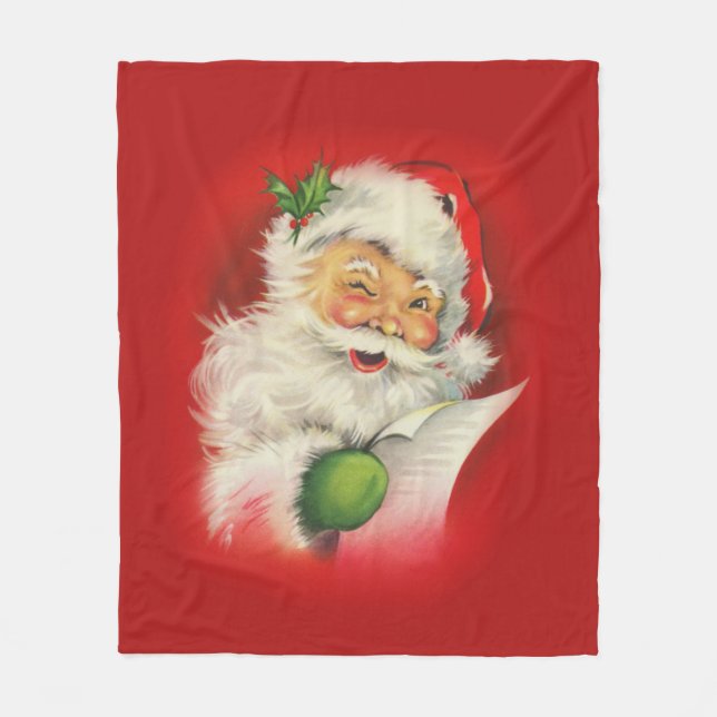 Cobertor De Velo Vintage Santa Claus Natal (Frente)