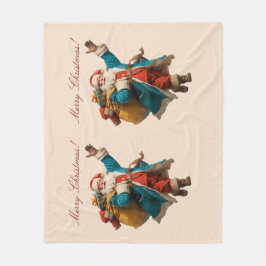 Cobertor De Velo Vintage Santa Personalized Christmas Design