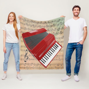 Cobertor De Velo Vintage Sheet Music com Red Accordion