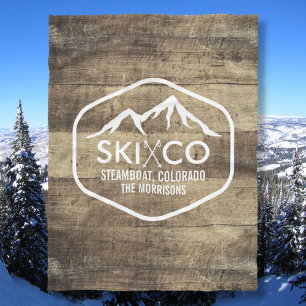 Cobertor De Velo Vintage Ski Mountain Colorado Madeira russa