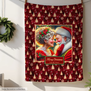 Cobertor De Velo Vintage Sr. e Sra. Claus Blanket Natal perfeito