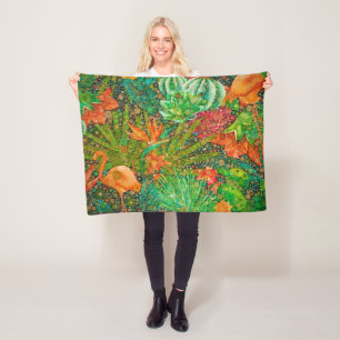 Cobertor De Velo Vintage Summer Flamingo Tropical Garden Floral