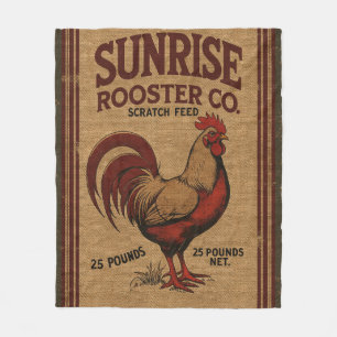 Cobertor De Velo Vintage Sunrise Rooster Feed Design no Burlap