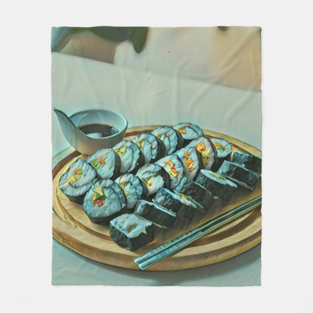 Cobertor De Velo Vintage Sushi Artwork (Frente)