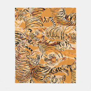 Cobertor De Velo Vintage Tiger Safari Wildlife Patterno