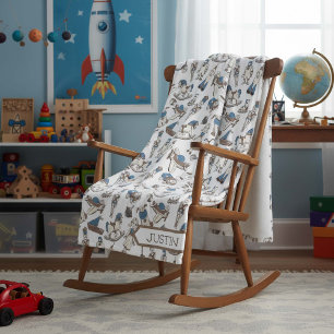 Cobertor De Velo Vintage Toy Pattern Blue/Brown ID783