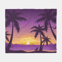 Vintage Tropical Beach Summer Sunset Palm