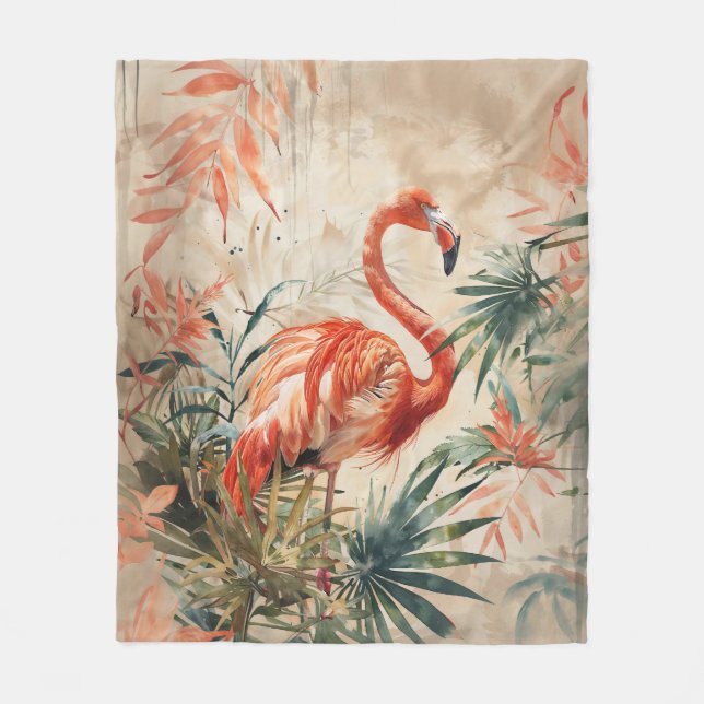 Cobertor De Velo Vintage Tropical Flamingo (Frente)