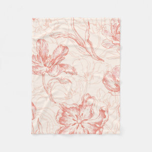 Cobertor De Velo Vintage Tulip Floral Patterno
