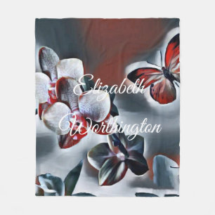 Cobertor De Velo Vintage Watercolor de Cinza Vermelha Branca, Flor 