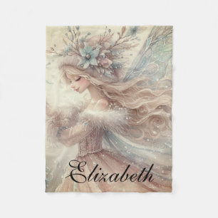 Cobertor De Velo Vintage Watercolor Winter Snow Fairy Fantasy Art