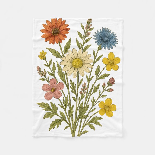 Cobertor De Velo Vintage wildflowers (Frente)