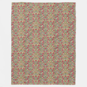 Cobertor De Velo Vintage William Morris Rosa Pink Amarelo Flor