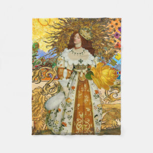 Cobertor De Velo Vintage Woman Ouro Sun: Leo Zodiac Collage Art