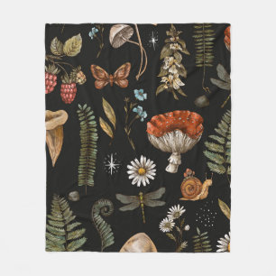 Cobertor De Velo Vintage Woodland Natureza sem costura. Amanita