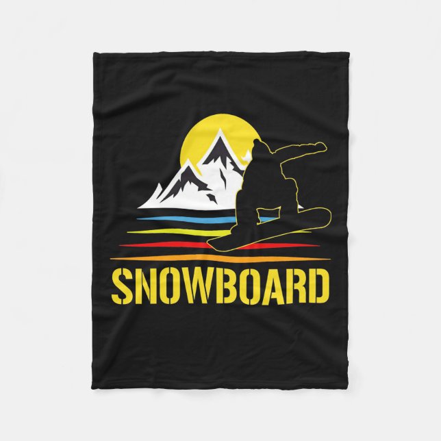 Cobertor De Velo Vintagem de Retro Snowboard (Frente)