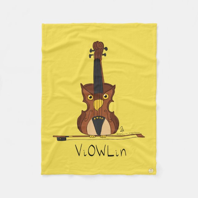 Cobertor De Velo Violin Owl Engraçado Música infantil (Frente)