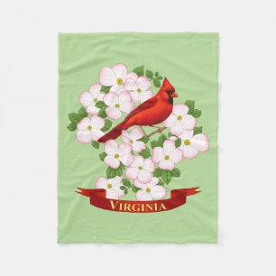 Cobertor De Velo Virginia State Cardinal Bird e Dogwood Flower