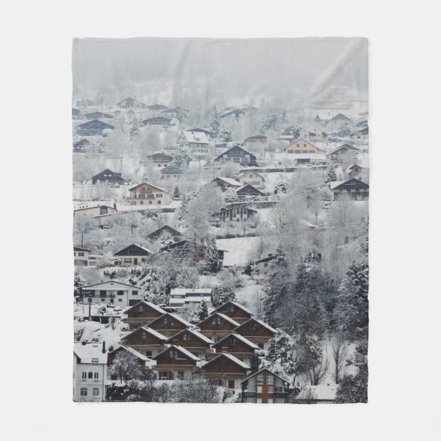 COBERTOR DE VELO VISÃO AERIAL DA ALDEIA COBERTA COM NEVE (Frente)