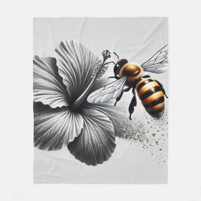 Cobertor De Velo Visão macro detalhada de uma abelha de mel (Frente)
