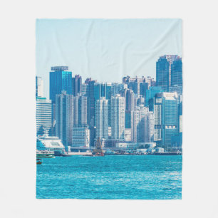 Cobertor De Velo Vista do porto de Hong Kong no dia. ásia, asiática