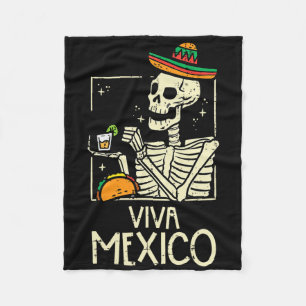 Cobertor De Velo Viva México Skeleton Cinco De Mayo Indepen Mexican