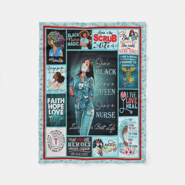 Cobertor De Velo Vivendo Sua Melhor Enfermeira Black Queen (Frente)