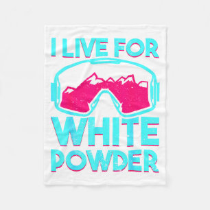 Cobertor De Velo Viver pelo pó branco com snowboard vintage
