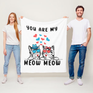 Cobertor De Velo Você É Meu Casal Gato Meow Meow Dia dos Namorados