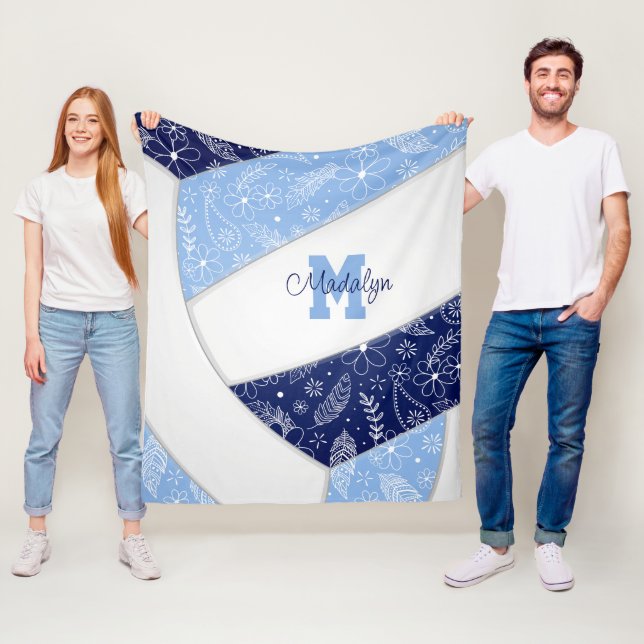 Cobertor De Velo vôlei azul-clara de marinho floral (In Situ)