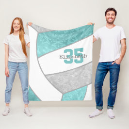 Cobertor De Velo vôlei de cinza aqua com nome personalizado de atle