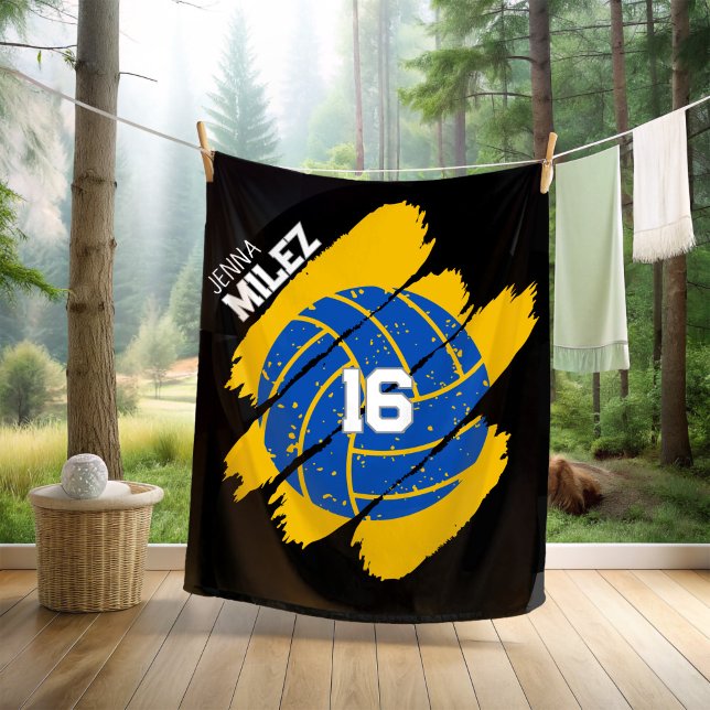 Cobertor De Velo Volei Personalizado Azul e Amarelo (Criador carregado)