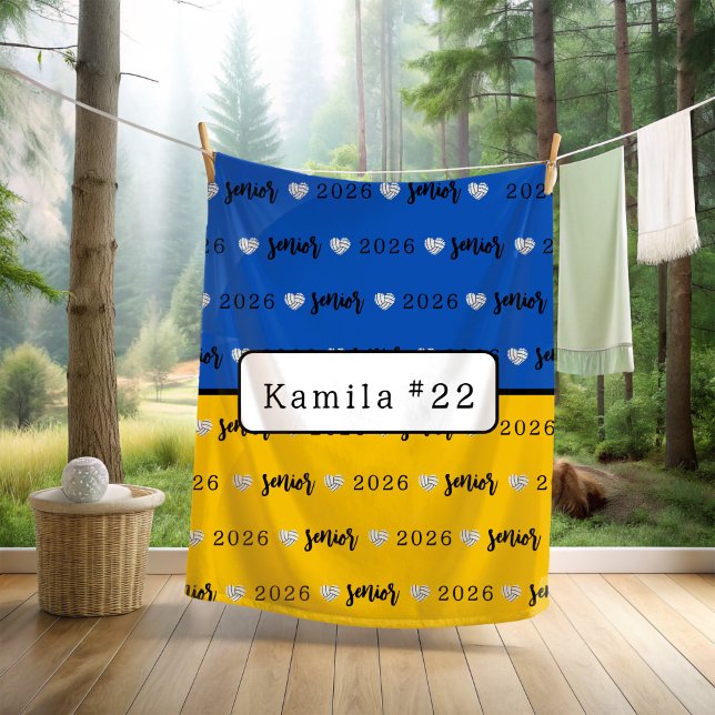 Cobertor De Velo Volei personalizado sênior azul e amarelo  (Criador carregado)