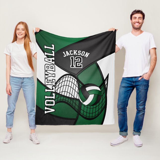 Cobertor De Velo Voleibol 🏐 esporte em verde escuro, branco e pret (In Situ)