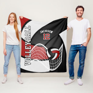 Cobertor De Velo Voleibol 🏐 Esporte em Vermelho Escuro, Branco e N