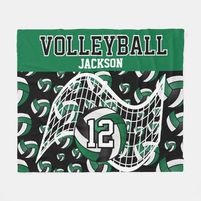 Cobertor De Velo Voleibol - Verde, Preto e Branco (Frente (Horizontal))