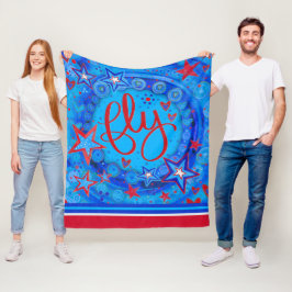 Cobertor De Velo Voo Inspirador Stars Vermelho Azul Inspirivência