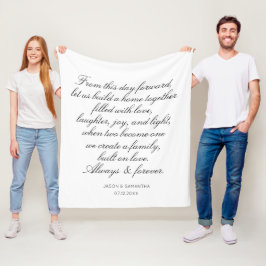 Cobertor De Velo Votos de Casamento Caligrafia Personalizada