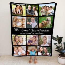 Cobertor De Velo Vovó 12 Colagem de Fotos Preta