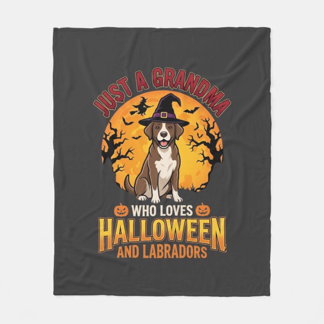 Cobertor De Velo Vovó de Halloween Labrador Design de Cachorro_1 (Frente)