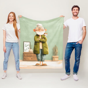 Cobertor De Velo Vovô encantador e seu gato