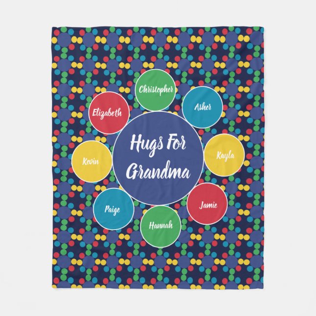 Cobertor De Velo Vovó Nona Avós Família Abraça Monograma (Frente)