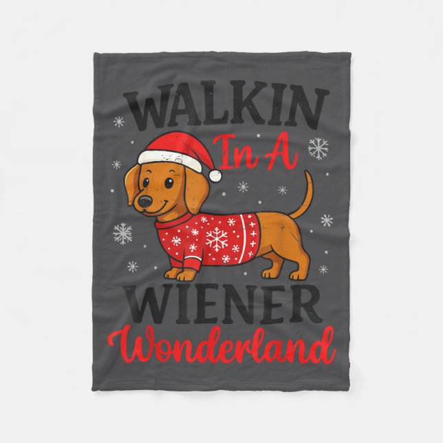 Cobertor De Velo Walking In Weiner Wonderland Mini Dachshund Christ (Frente)